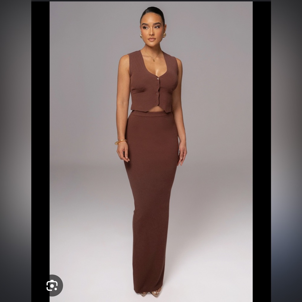 Brown Cassidy Two Piece Skirt Set - Medium